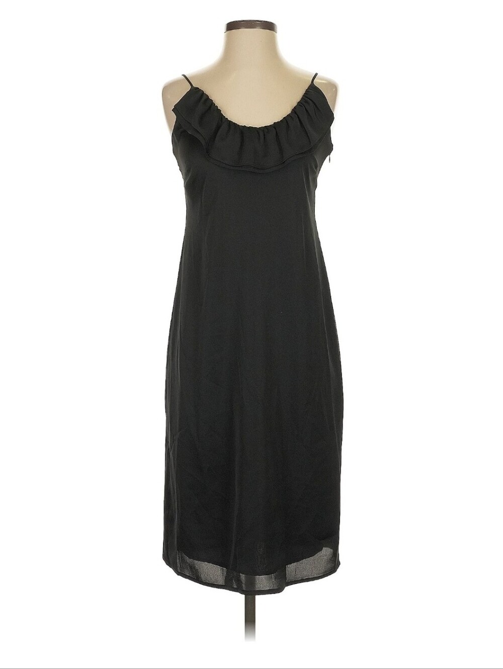 NWT BCBGeneration Black Ruffle Neck Chiffon Slip Dress Size 2